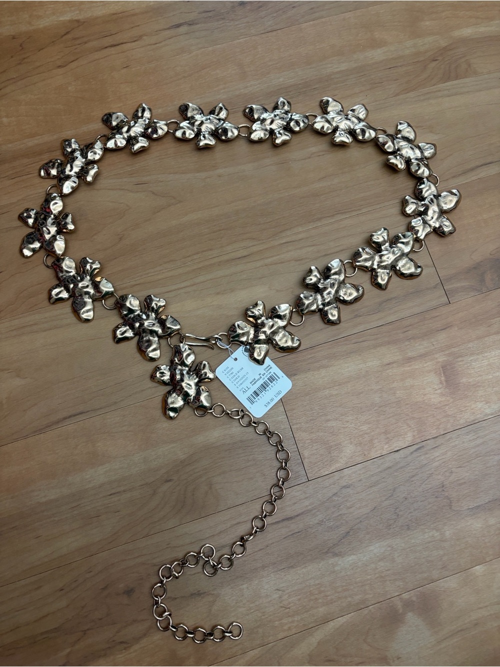 NWT Free People Gold Flowers Chain Belt - One Size